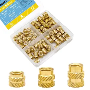 60 count M6 Threaded Inserts,Female Thread Metric Knurled Nuts  Kit,Brass Heat Set Insert for Plastic  and  Printing Components,Heat-Set Threaded Inserts