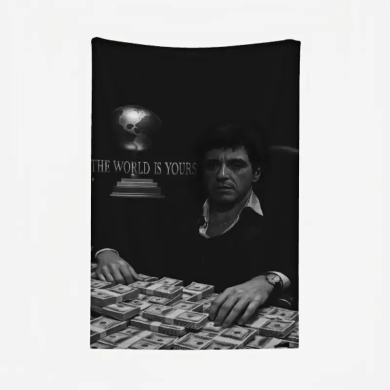 Vintage Movie Theme Scarface Print Plush Warm Bed Blanket, Stain-Resistant, Cult Cinema Nostalgia Decor for Adults & Film Lovers, Bedding & Linen Throw