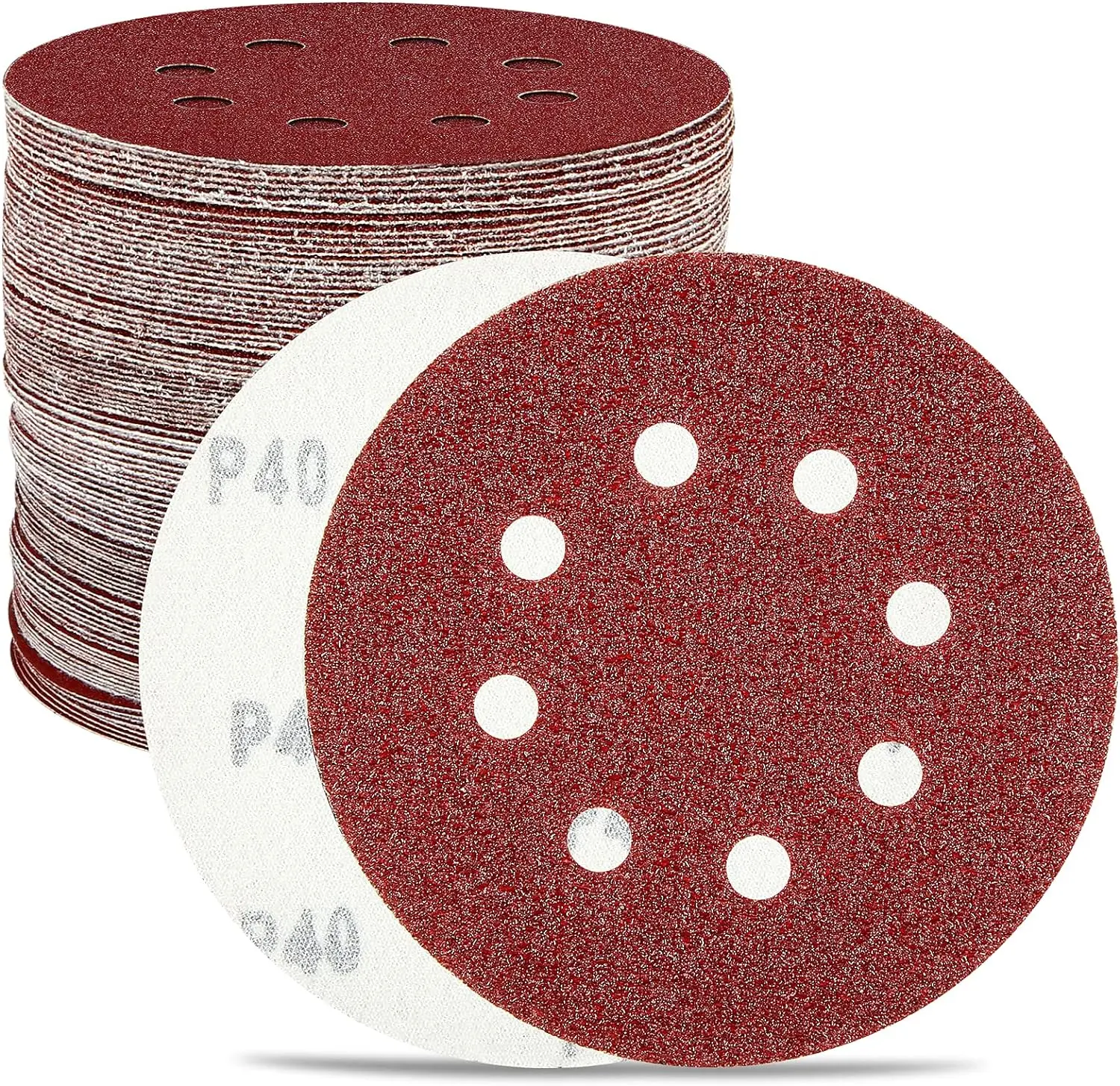 100pcs Sanding Discs Set, 5-Inch 8-Hole Design Orbital Sander Pads with 40/60/80/100/120/150/180/240/320/400 Grits, Classic Industry Power Tool Accessories Including Diamond Polishing Pads
