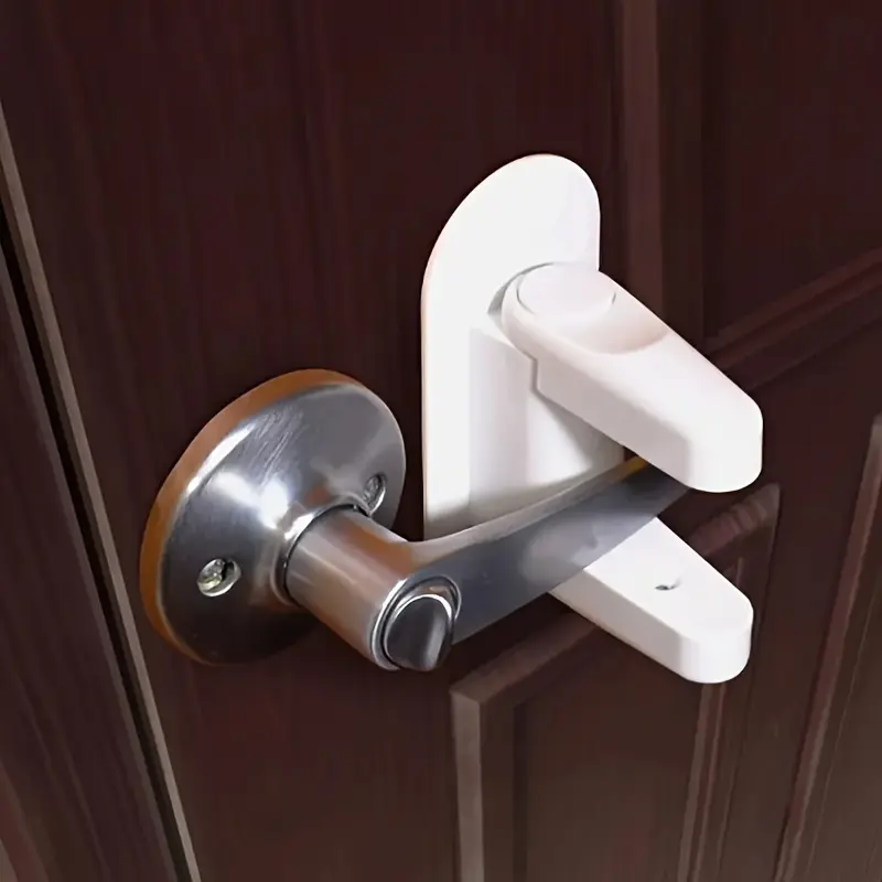 Door Handle Lock, Easy Installation with No Tools Required, 2-Button Press 90° Rotating Handle, Polished Metal Surface, Durable & Reliable Door Security Lock, Door Hardware
