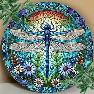 Dragonfly Floral Wreath Round Metal Sign |   20cm Iron Foil Engraving Wall Art |   Durable Indoor/Outdoor Decorative Plaque |   Aesthetic Room/Home Decor |   Easy Hang Garden-Inspired Wall Decor Piece Rustic Garden Trespassers Warning Sign
