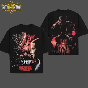 [MetaHero] Stranger Things Vintage 5 Vecna vs all Edition Double Printed Oversize Lightweight TV series Vintage Graphic Design Top Cotton Comic Movie Classic Streetwear T-Shirt Clothes Menswear Womenswear.