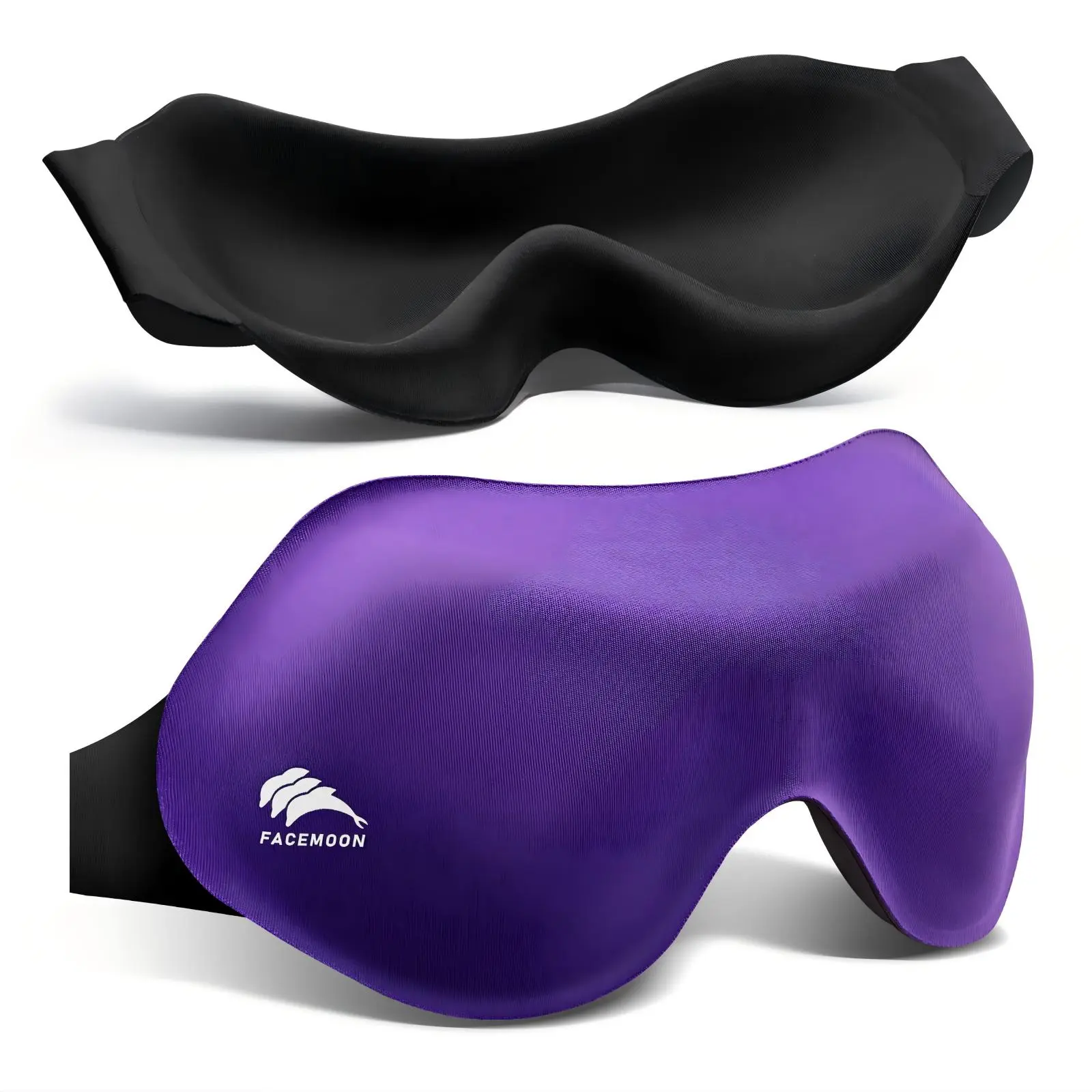 FACEMOON 3D Contoured Lash Sleep Mask for Side Sleepers - 0-Pressure, Soft Light-Blocking Blindfold, Travel & Airplane Essential