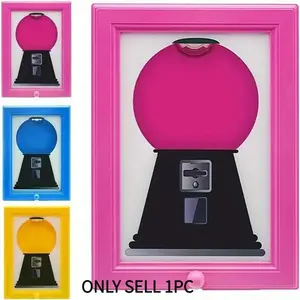 1 wall-mounted square candy dispenser, Candy Jar and photo frame, Decoration, convenient distribution of candies and nuts, suitable for candies, nuts, pet snacks