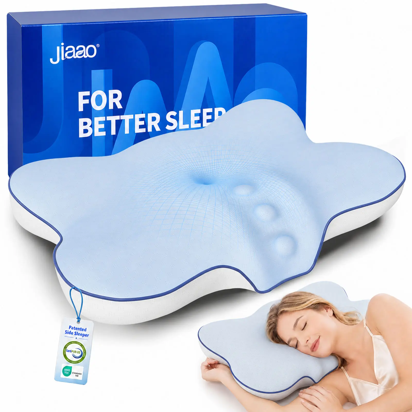 Jiaao Ergonomic Dragonfly Pillow - Adjustable Ergonomic Memory Foam with Cervical Support for Neck and Shoulder Pain Relief headboard pillow