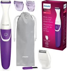 Philips BikiniGenie Cordless Bikini Trimmer for Women, Showerproof Hair Removal, BRT383/50 Comfort Gentle
