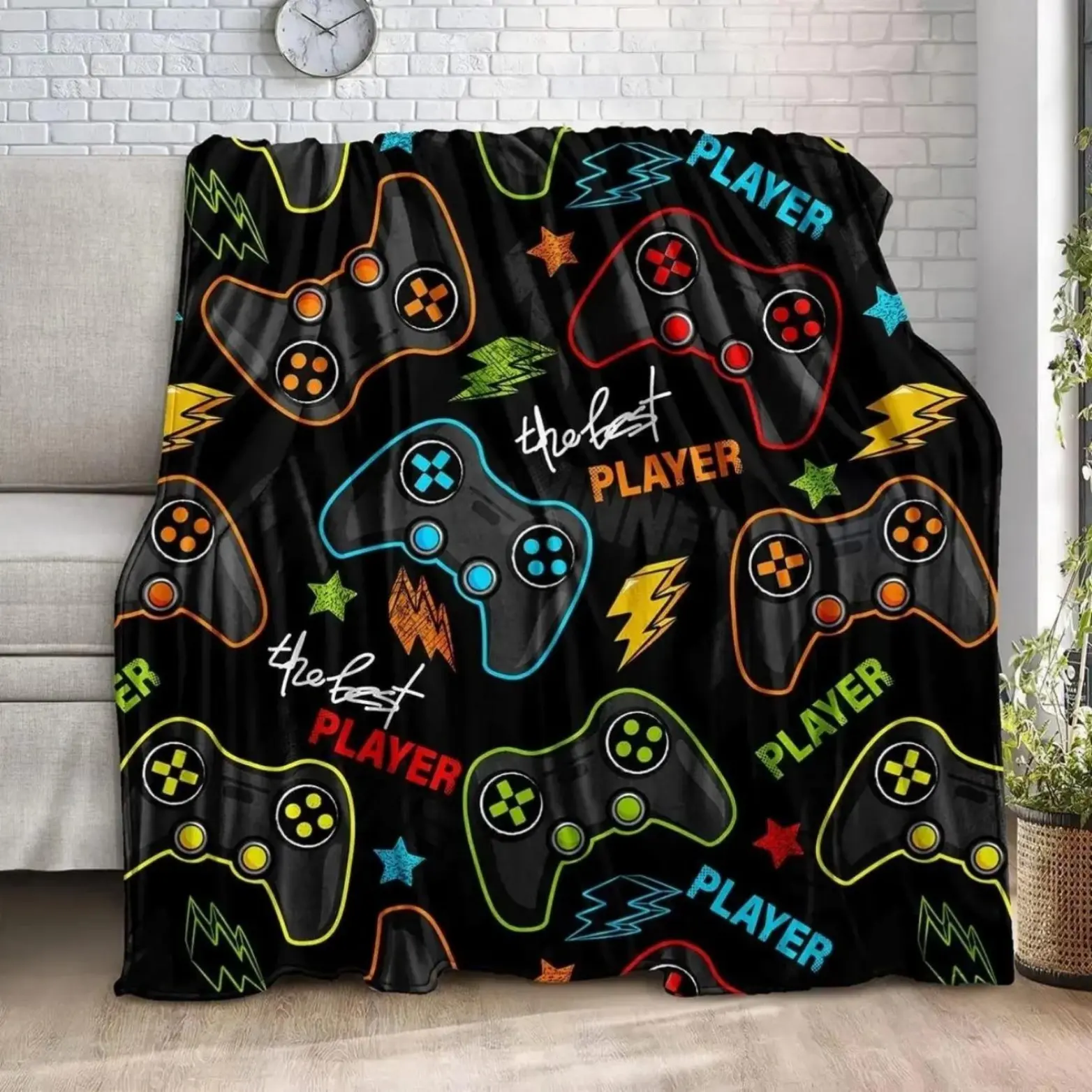 Soft Comfortable Funny Throw Blanket Gaming Flannel Gamer Gift For Couch Sofa For For Kids Boys Teens Video Game Warm Fluffy For Home Office School Travel