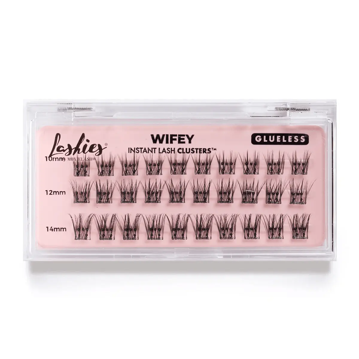 MoxieLash Wifey Glueless Lash Clusters 30 Pack - Everyday Fluttery Volume, DIY Lash Extensions 10/12/14mm, No Glue Needed