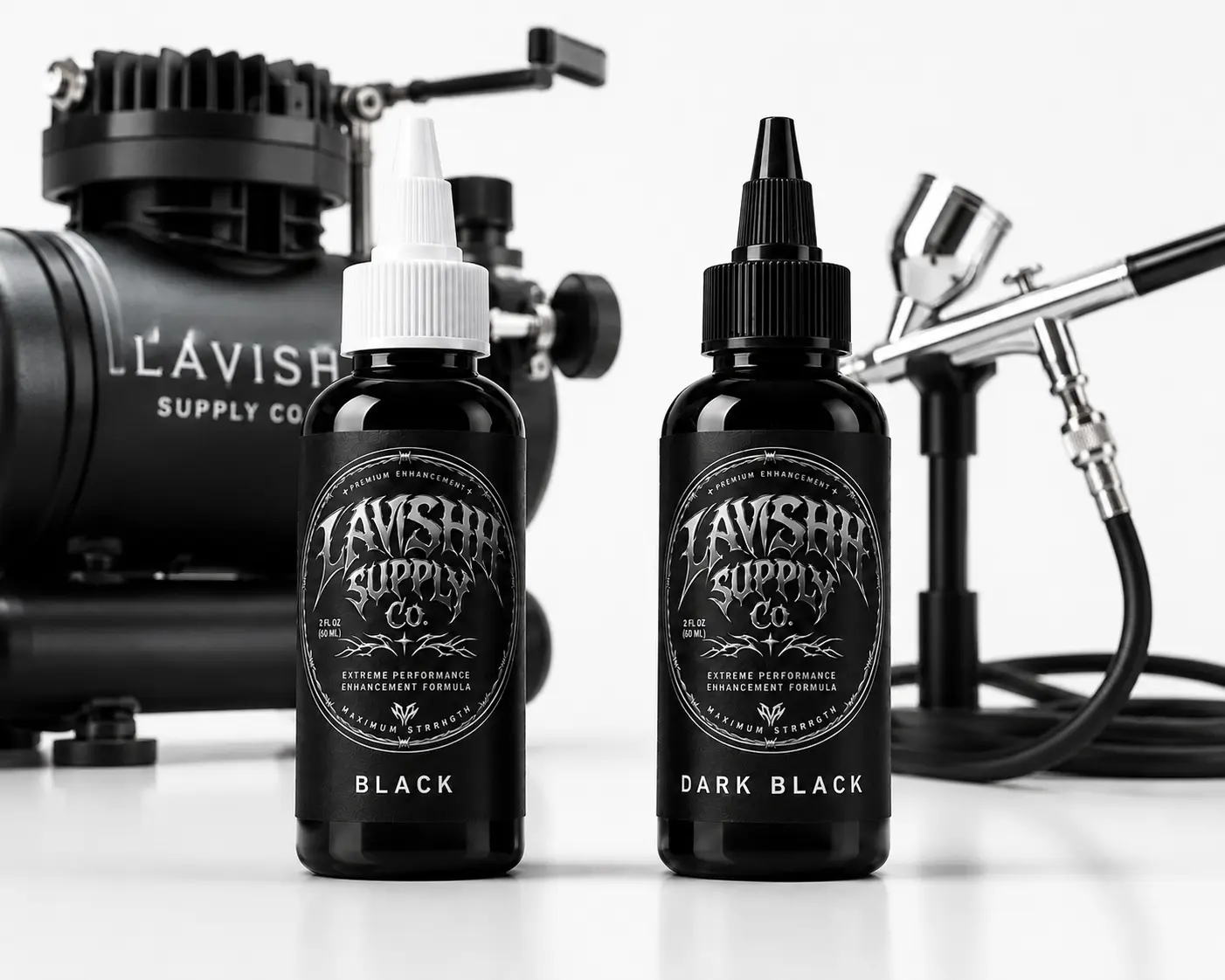 LAVISHH SUPPLY CO. Black & Dark Black Barber Pigment Airbrush Enhancement Paint
