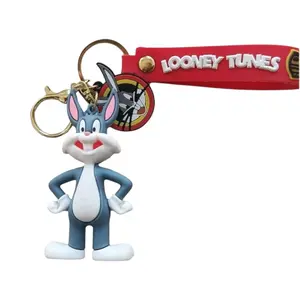 Looney Tunes Bugs Bunny Keychain - Officially Licensed Collectible Key Ring with Red Looney Tunes Strap
