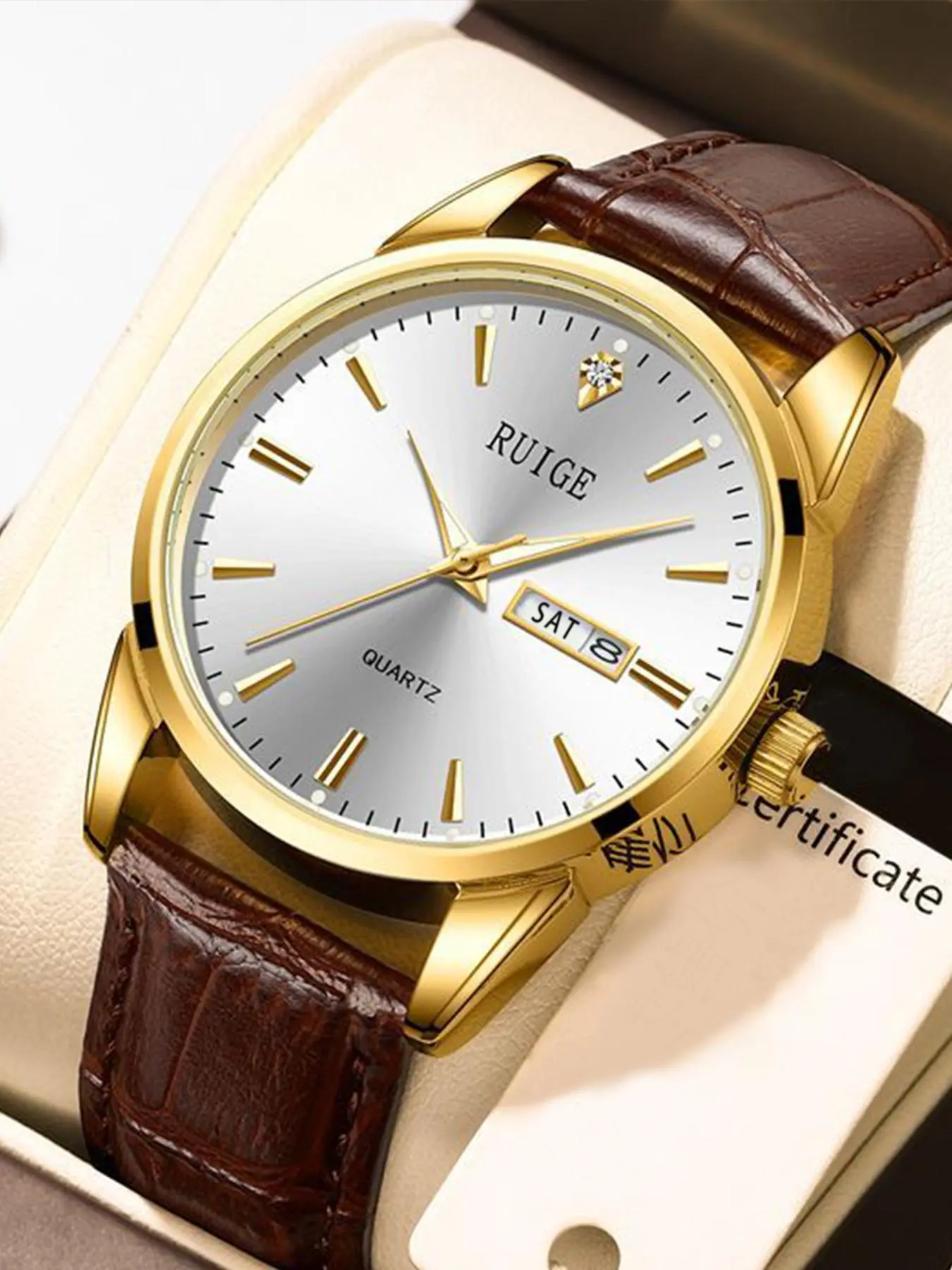 Men's Classic PU Leather Strap Analog Quartz Wristwatch, Analog Wristwatches, Round Dial Business Casual Watch, Luxury Holiday Birthday Gift, without Box