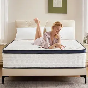 Queen Mattress 10 12 14 Inch Hypoallergenic Innerspring Core with Individually Wrapped Pocket Springs Pressure Relief Low Motion Transfer CertiPUR-US OEKO-TEX Certified