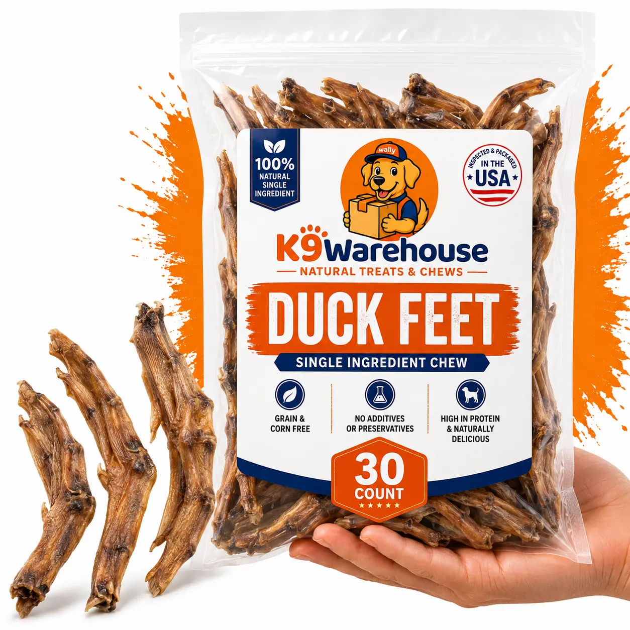 K9warehouse Duck Feet for Dogs - 30 pack
