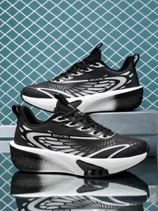 New Carbon Board Racing Running Shoes, Unisex Mesh Breathable Sports Shoes, Thick Sole Shock Absorption, Professional Marathon Training Shoes