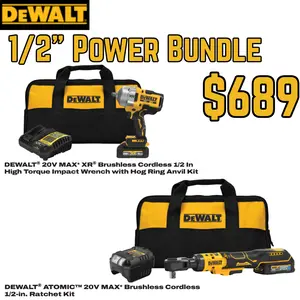 Dewalt 1/2" Impact Wrench & Ratchet Bundle