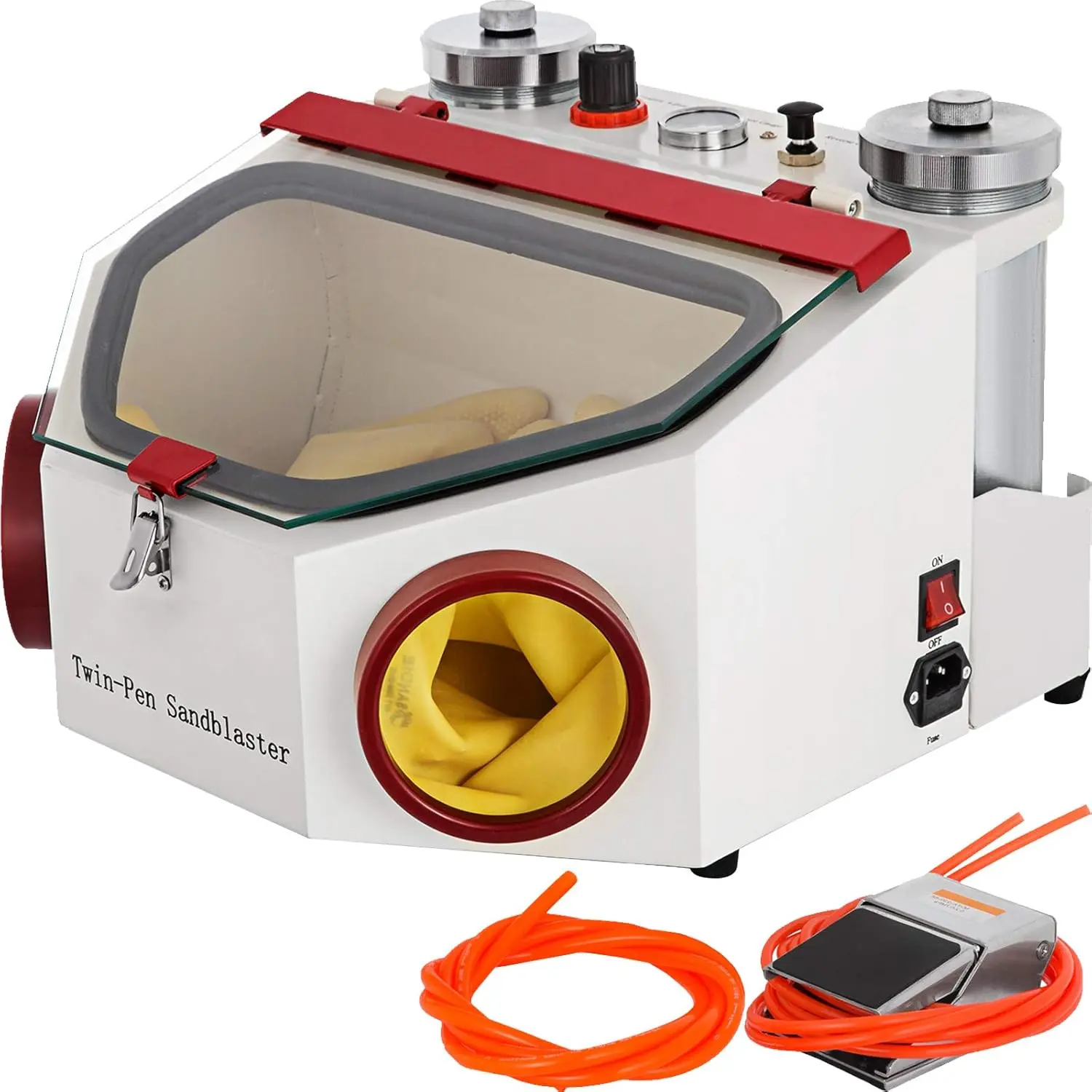 VEVOR Sandblaster, Professional Lab Sandblaster With 2 Pens & 2 Tanks, Dental Sandblasting Equipment With Led and Glass Window for Surface Treatment of Materials, Tools And Gadgets, Work Tools, Led Lighting