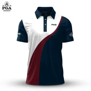 Navy Red White 2026 Golf Polo Shirt for Men – Patriotic Tournament Style Polo