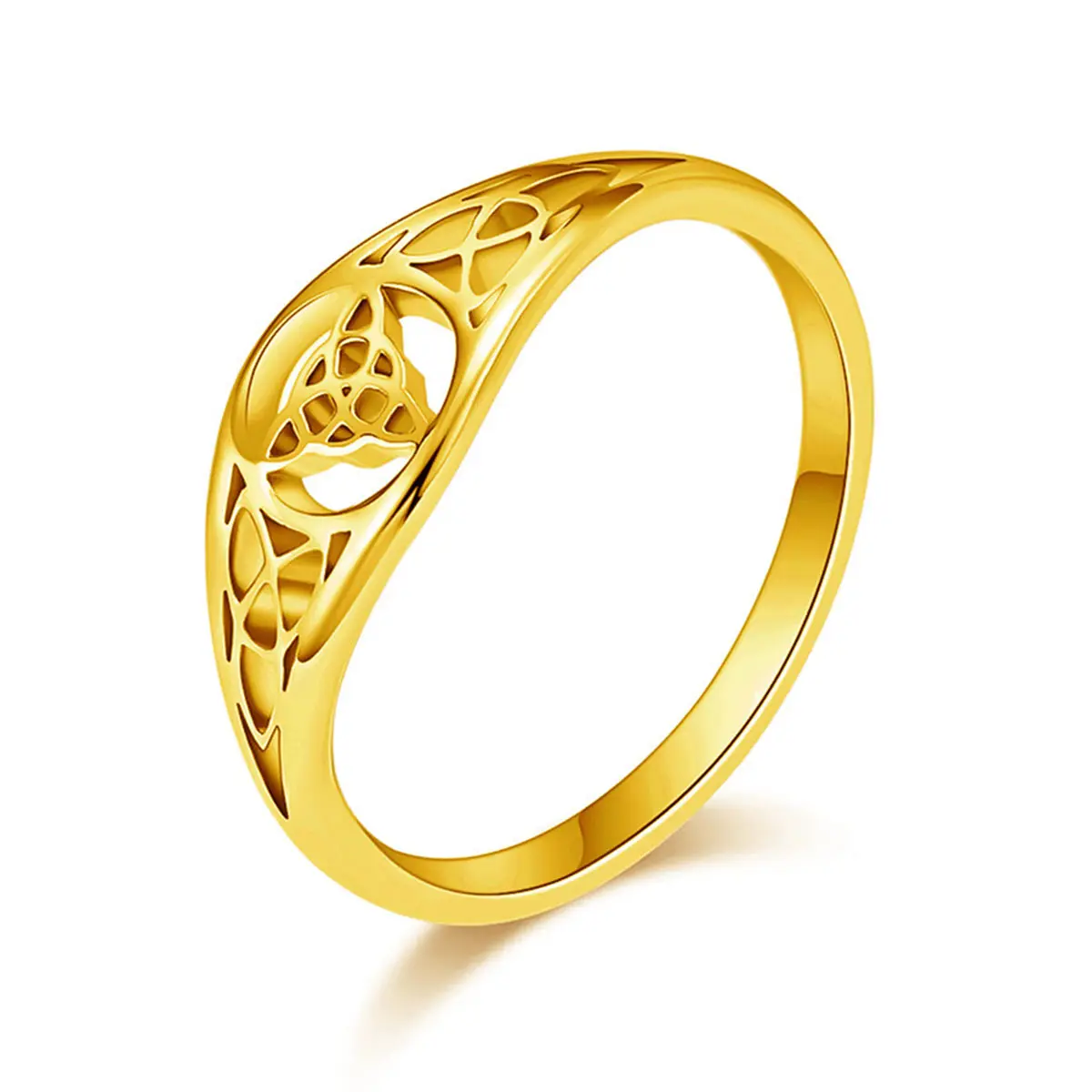 Women's Non-Tarnish Stainless Steel Trinity Knot Lucky Amulet Metal Ring - 2g, 2mm Band Width, Costume Jewelry Accessory, Everyday Ring Stack Gift for Best Friend, Non Tarnish Rings