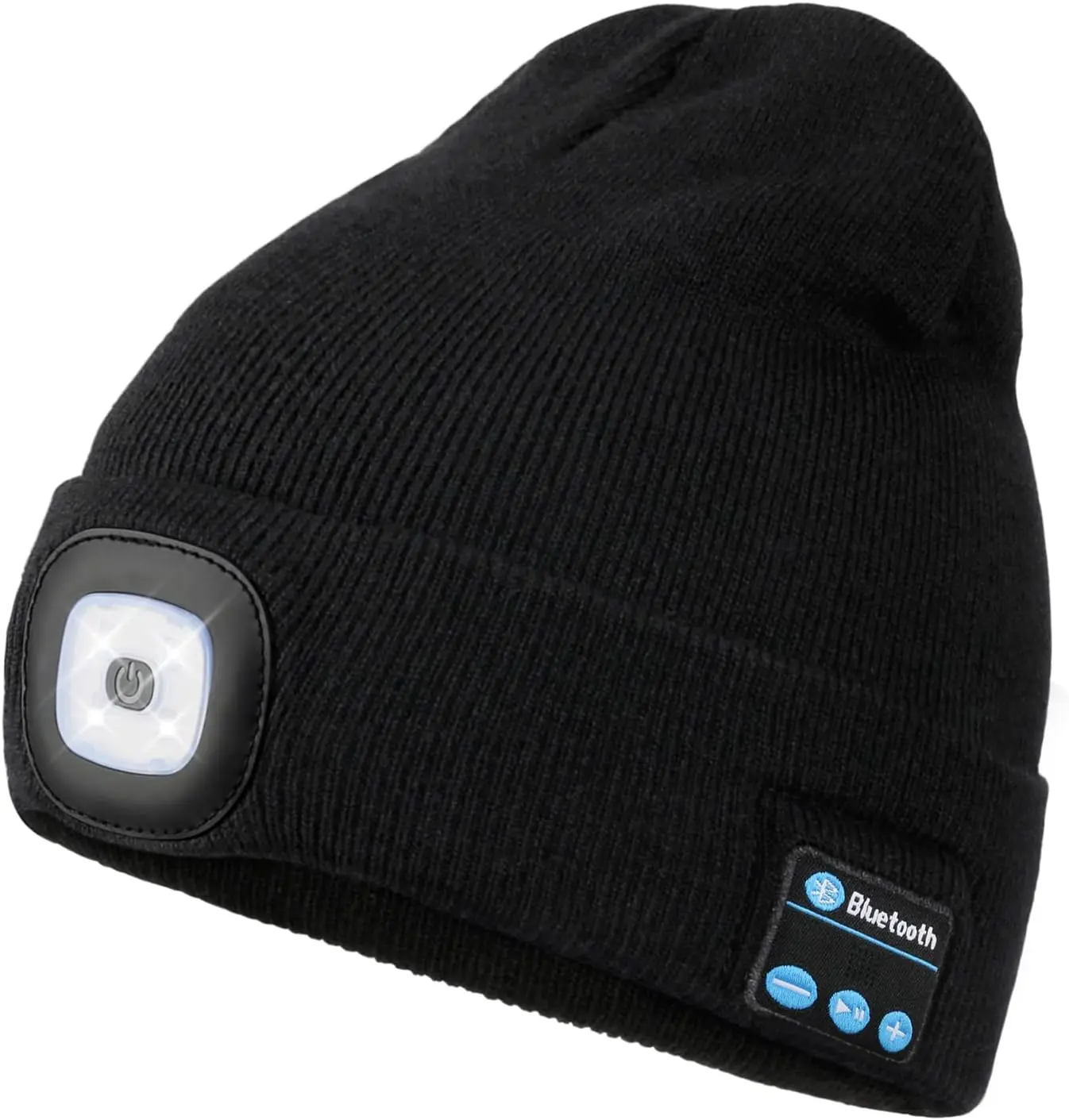 Unisex Acrylic Bluetooth Beanie - LED Light, Built-in Earphones, 4-LED Flashlight, USB Rechargeable Winter Hat with Removable Parts for Hiking, Night Runs, Christmas Gifts, Winter Hats, Sports Hats