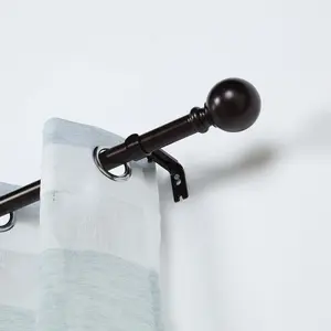 Adjustable Curtain Rod Set, Bronze, Round Finials 42"-126"