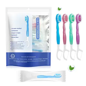 5 in 1 Toothbrush & Floss & Tongue Scraper & Toothpick Set, 26 pcs/pack Gentle Soft Bristles Toothbrush Set, Oral Care Tool for Travel, Business Trip