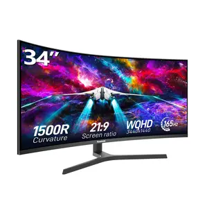 34 Inch Ultrawide Curved Gaming Monitor, 1500R PC Screen 165hz UWQHD 3440x1440, Curved Computer Screen with FreeSync