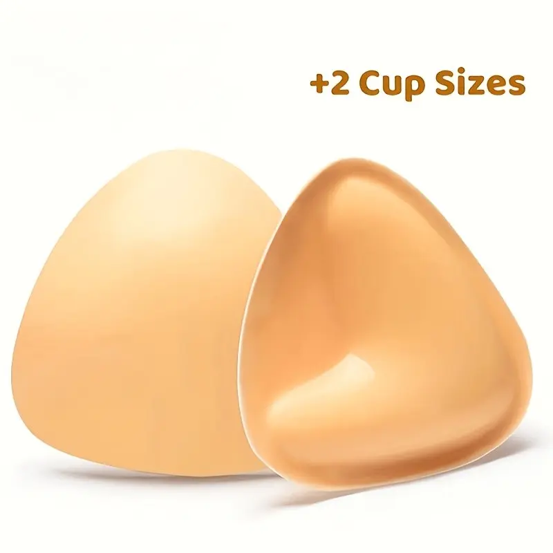 1 Pair Self-Adhesive Triangle Bikini Pads Bra Padding, Plumping Breathable Thicken Inserts, Large Bust Support, Comfortable Women Swimwear Accessories
