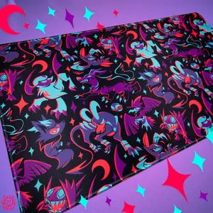 PKM Dark Type Pattern TCG Gift, 90s Mousepad Gaming Mouse Pad, Keyboard Mat