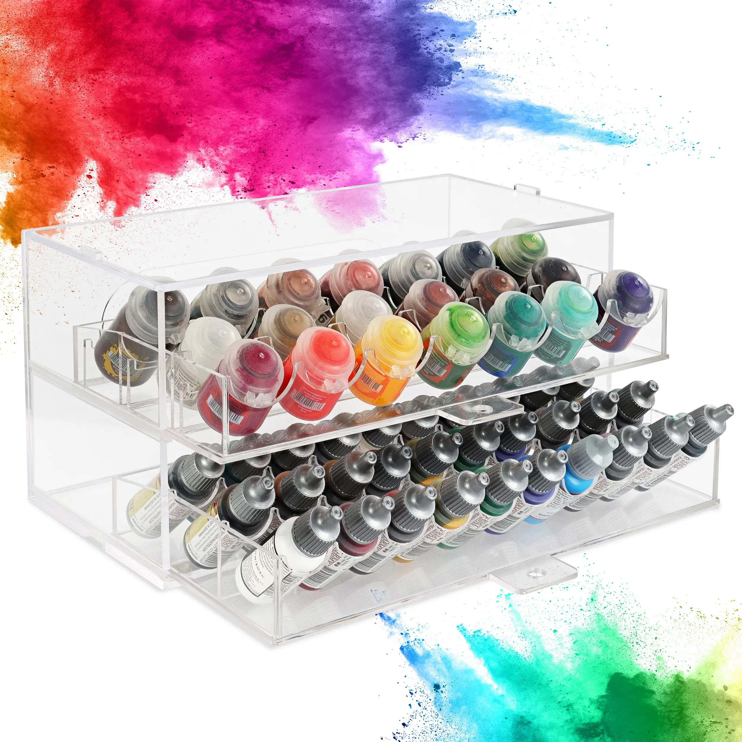CraftyBook Acrylic Paint Organizers and Storage Drawers - 50 Bottle Paint Holder