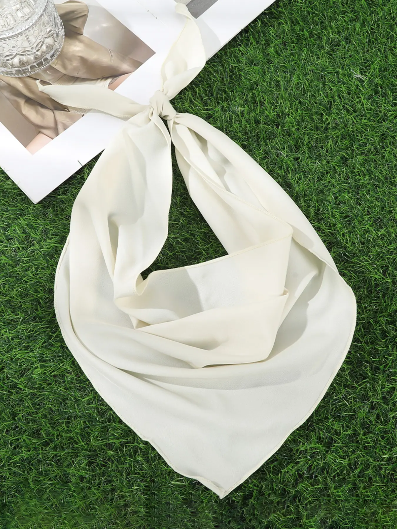 Women's Solid Color Triangle Scarf, Fashionable Knot Design, Perfect for Daily Wear, Vacation, Birthday, or Casual Use