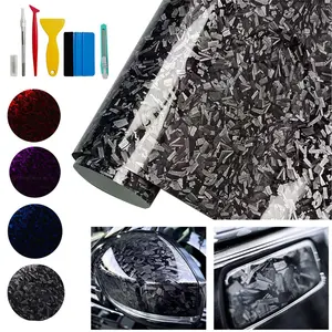 Forged Gloss Carbon Fiber Red Vinyl Wrap Roll Air Release Sticker Sheet Film DIY Decal Car Auto Vehicle Morotcycle Self Adhesive - 11.1 x 59.1ich