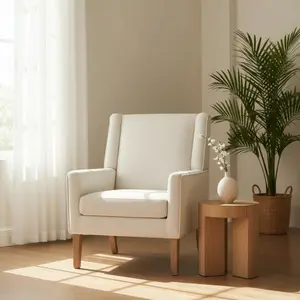 COLAMY Wing-back Accent Chair Modern Fabric Upholstered Armchair Comfortable & Stylish with 5.5" Thick Seat Cushion Ergonomic Backrest Firm Spring Support 36.22 H x 28.74 W x 28.94 D 300 LB Capacity