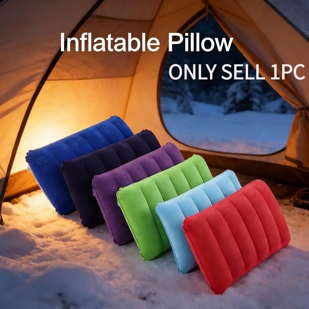Foldable Portable Inflatable Travel Pillow, Ergonomic Design, Supportive Bolster, Lightweight Durable, Easy Inflate, Ideal for Office, Camping, Hiking, Sleeping
