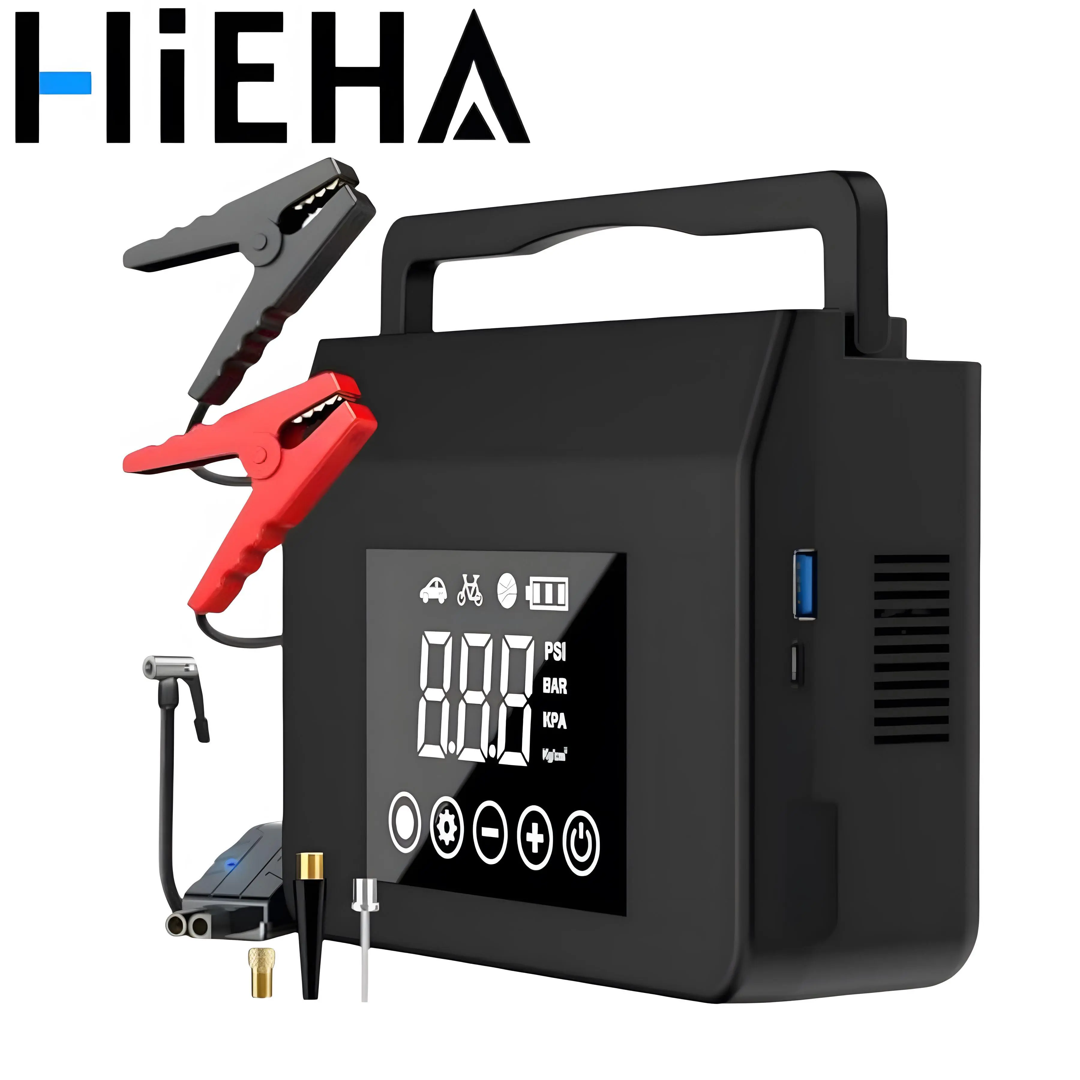 Hieha 4000A Portable Jump Starter with 150PSI Tire Inflator Air Compressor, 15000mAh Battery Booster Pack for Cars, Trucks, Motorcycle - Car Accessories, Bicycle, Inflatable, Pool Toys, Batteries Compatibility