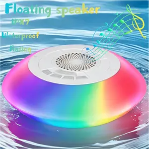 Wireless Speaker with Colorful Lights IPX7 Waterproof Floating Pool Device, Portable Wireless Sound for Shower, Hot Tub, and Outdoor Use