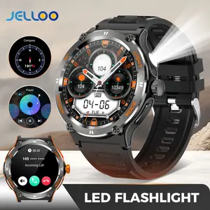 JELLOO Sports Smart Watches for Men (Wirelesss Calling) with LED Flashlight 1.53’’ Large Screen Smartwatch with 100+ Sports Modes Digital Watch for Smartphones Gifts for Men Christmas Gifts