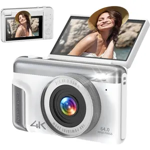 4K Digital Camera Real 21MP CMOS 64MP Images| 3" Flip Screen Vlogging Camera with Built-in Microphone | 16 Retro Filters | Macro & Wide-Angle Lens Support | 32GB&OTG Included