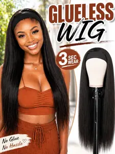 Glue-Free Hairband Wig, 26-Inch Straight Hair, Beginner-Friendly, Quick-Attach, Natural Hairline, Versatile Daily Use Wig