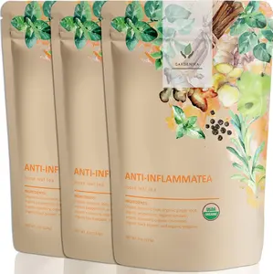 Anti-Inflammatea Loose Leaf Tea with Ginger, Turmeric, Peppermint - 3 Pack (12 oz) - Kosher, Ayurvedic - Herbal & Caffeine-Free - Beverage, Fruit