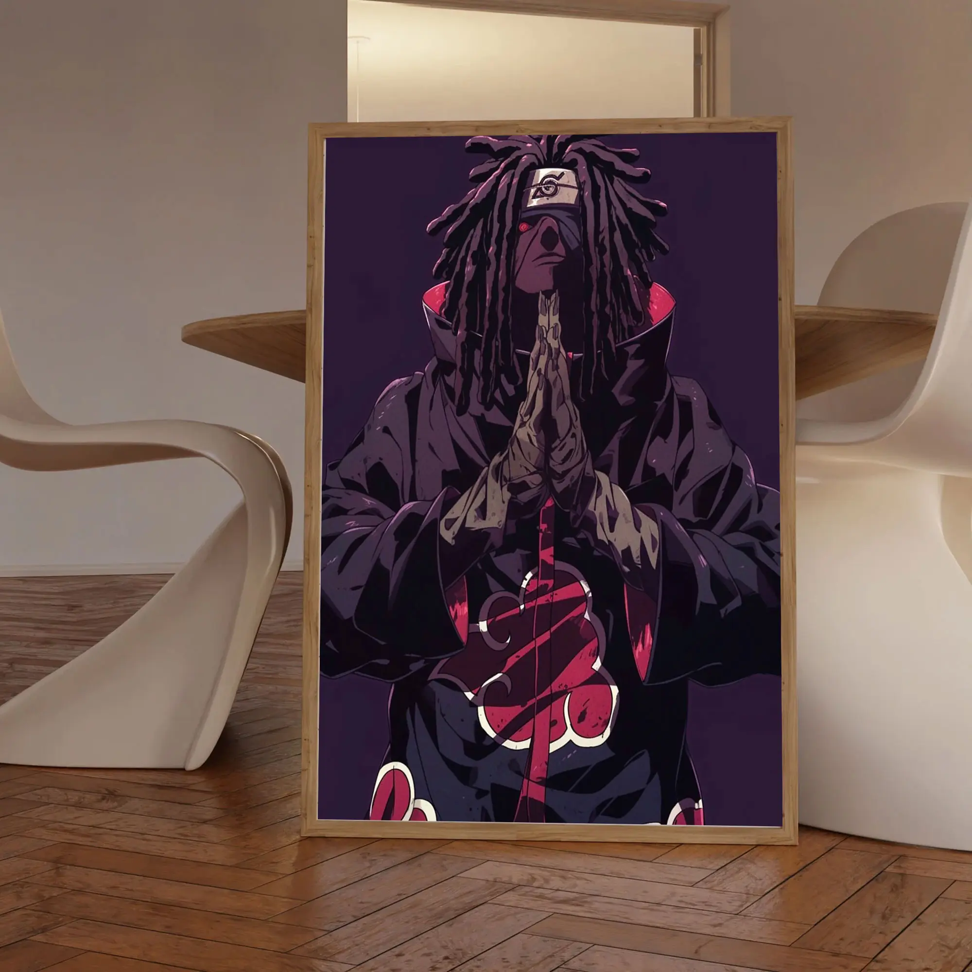 Ebonic Black Anime Poster, Akatsuki Retro Black Dope Anime Manga Print, Afro Loc Urban Culture Street Anime Wall Art