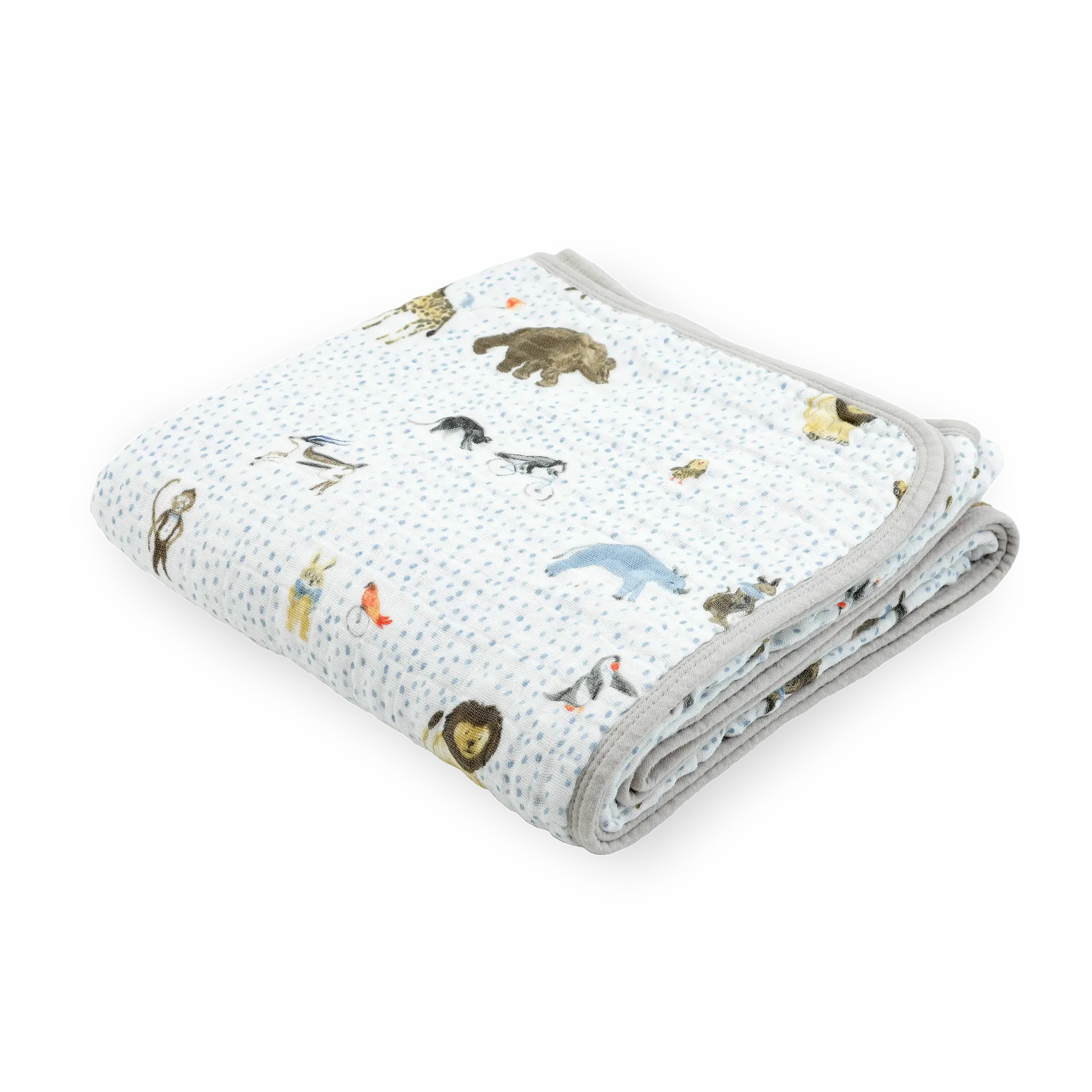 Original Cotton Muslin Quilt, Animal-Themed Quilt - Party Animals Design Bedding Linen, Animal-Themed Quilts
