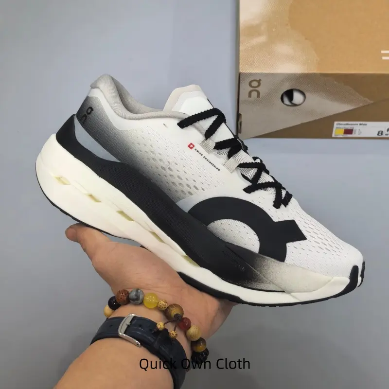 Unisex Off White Black Gradient Minimal Running Sneakers, Quick Dry Stretch Air Mesh Upper, High Rebound Cloud Foam Cushion Midsole, Perfect for Daily Jogging, City Walks & Light Gym Workout