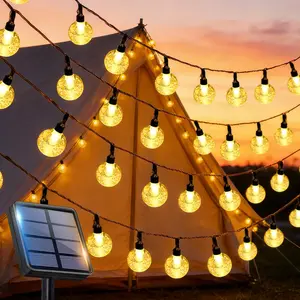 Solar LED Fairy String Light, 50/100 Transparent Crystal Balls, 8 Lighting Modes, Motion Sensor, Home Decor, Party, Christmas, Wedding, Garden