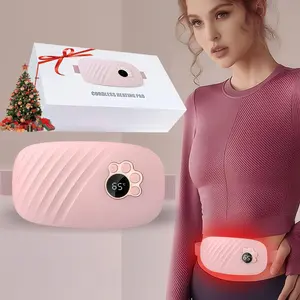 Portable Cordless Heating Pad, Rechargeable Period Cramp Waist Massage Instrument, Warming Belt with 5 Adjustable Temperature and Vibration for Women and Girls