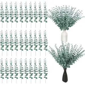 30 Pieces of Artificial Eucalyptus Money Leaves, Durable Plastic, Used for DIY Flower Arrangement, Home Decoration, Garden and Festival Decoration - Strong Weather Resistance, No Maintenance Required (vase Not Included)