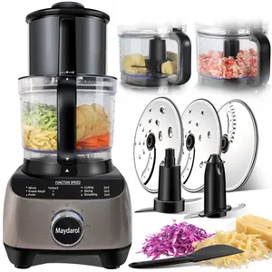 14 Cup Large Food Processor, XL Bowl, Large Chute for Blending, Mixing, Shredding, and Slicing, Meat and Vegetable Chopping, Doughing, All in One for kitchen,4 Speeds, 600W