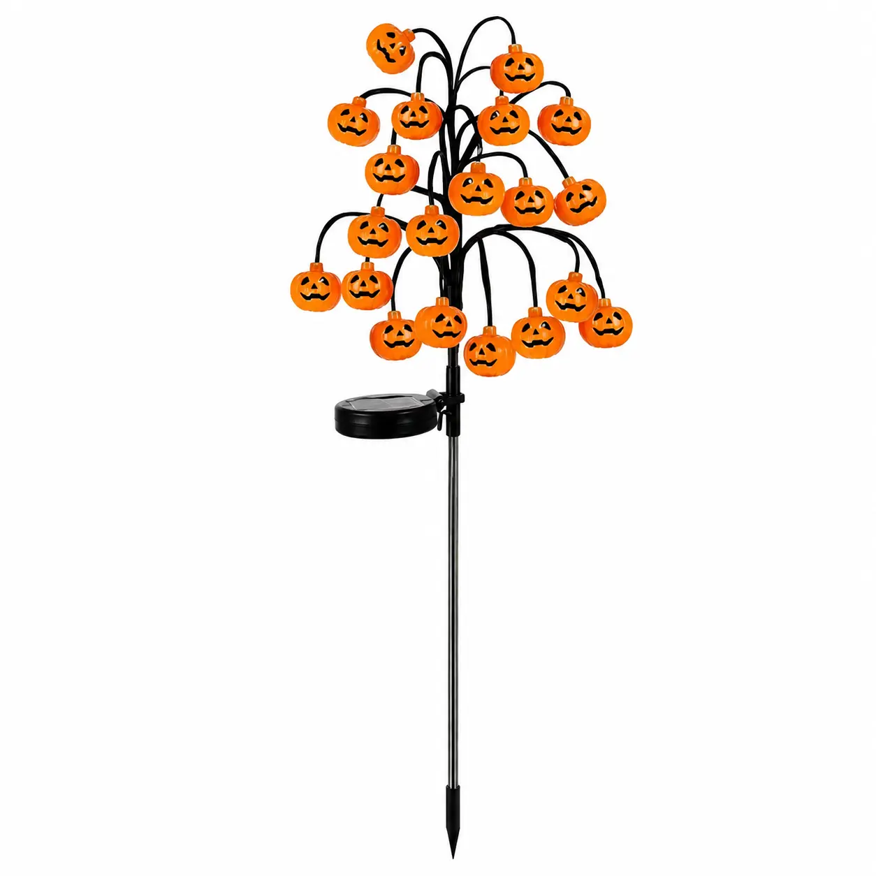 Solar Pumpkin Stake Lights, 20-Head Halloween Garden Lights with 8 Lighting Modes & Auto On/Off, Outdoor Pathway Yard Lawn Decor, 2/4 Pack