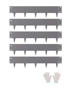 【Summervibes】Steel Landscape Edging 5 Packs 39x5in Rust-Resistant Edging Border Dark Gray