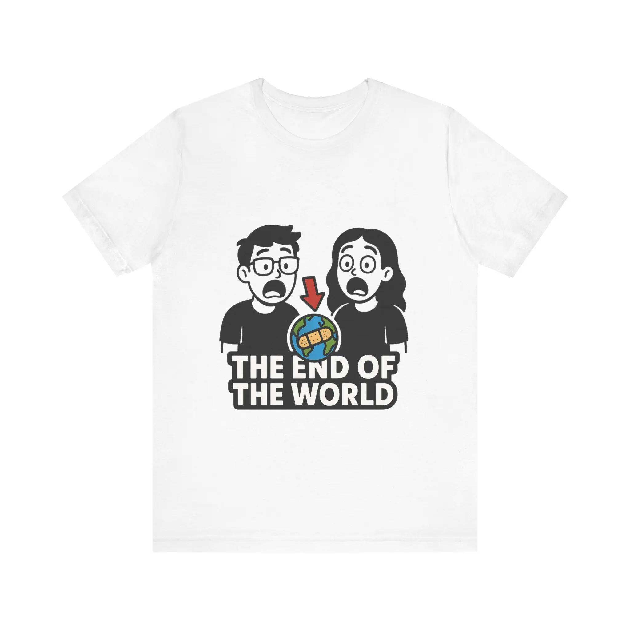 Shirt Genie Cartoon YouTubers React to the End of the World Unisex Graphic Tee - Soft 100% Cotton DTG Print for Comfort and Style