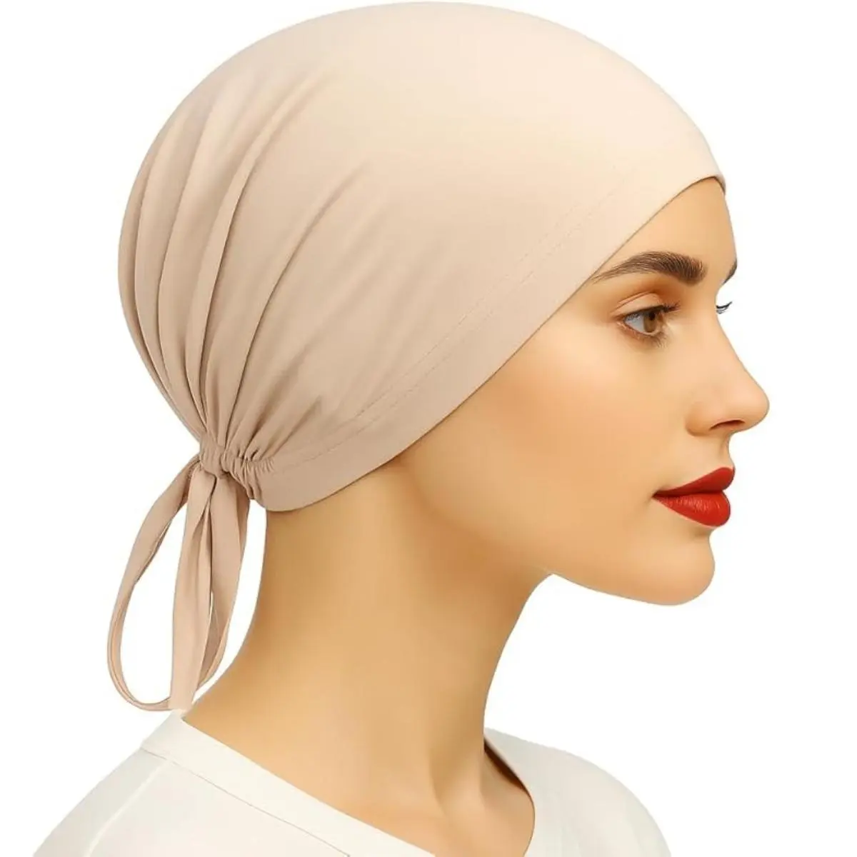 Original Grip Cap Beige - Non-Slip Hijab Undercap with Silicone Grip & Tie-Back for Sports & Daily Wear - Fit Casual Modern